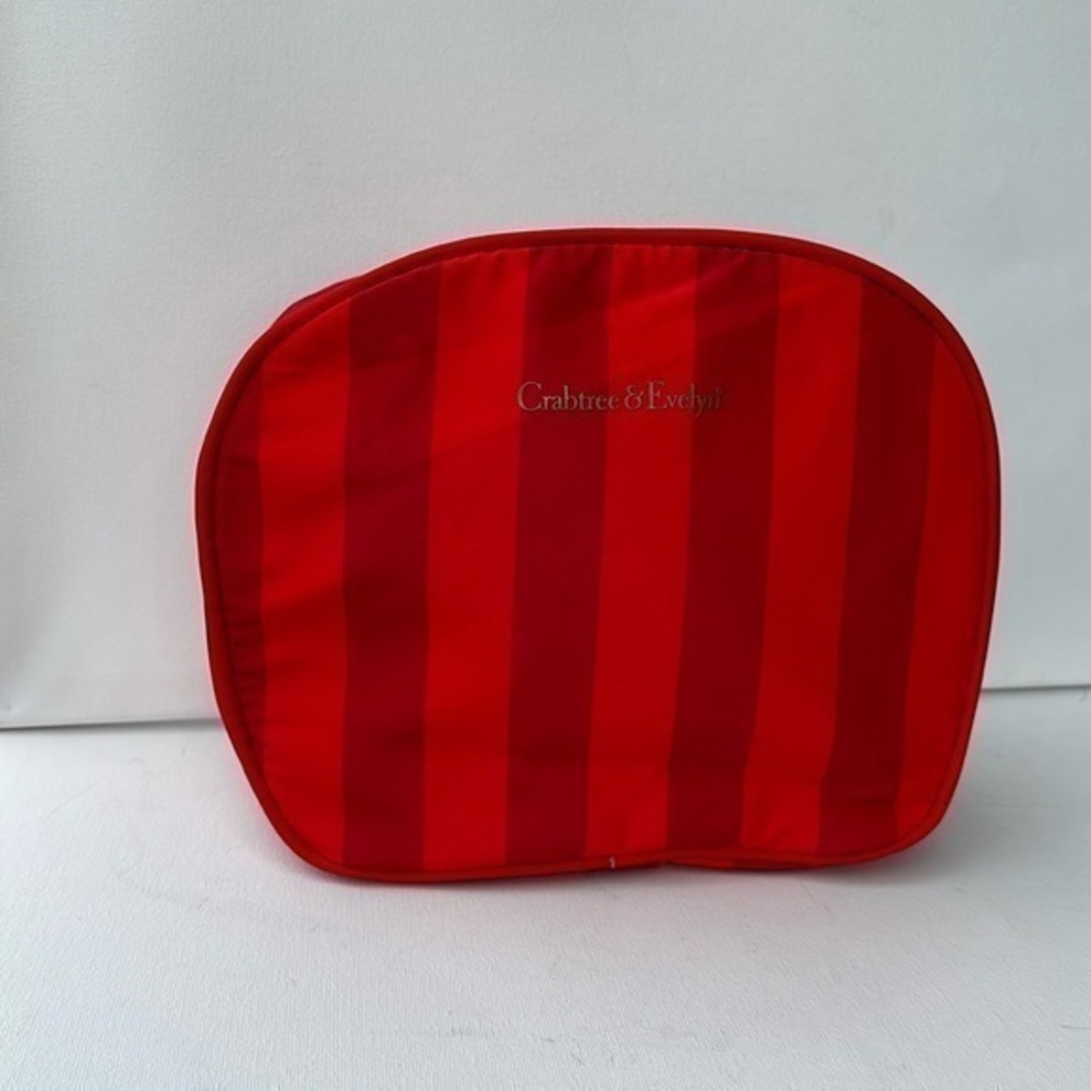 Crabtree & Evelyn Makeup Cosmetics Bag Red Striped Zipper NWOT